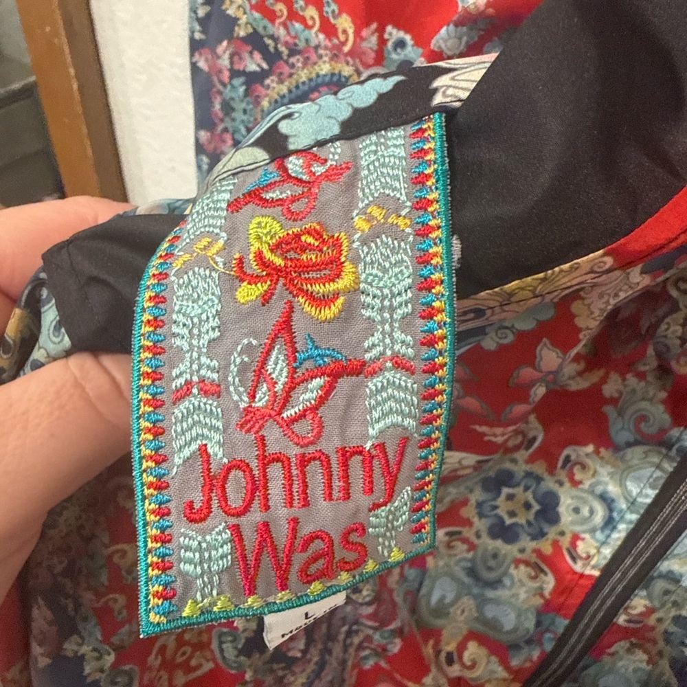 Johnny Was Reversible Hooded Poncho Jacket Paisley Boho Zip Up Cape Sz large - Picture 13 of 14